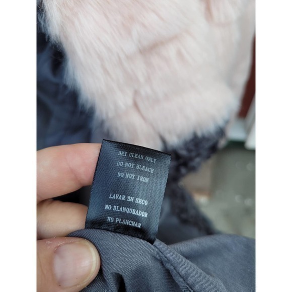 Endless Rose Pink Gray Faux Fur Color Block Crew Neck Jacket Barbie - Picture 8 of 8